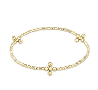 Enewton signature cross gold pattern 2mm bead bracelet - classic beaded signature cross gold - 3mm bead gold