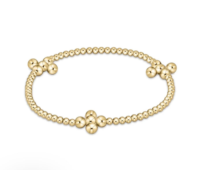 Enewton Signature Cross Gold Pattern 2.5mm Bead Bracelet - Classic Beaded Signature Cross Gold - 4mm Bead Gold