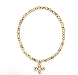 Enewton Classic Gold Bead Bracelet - Classic Beaded Signature Cross 4mm Gold Beaded Charm