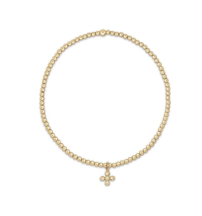 classic gold 2mm bead bracelet - classic beaded signature cross small gold charm