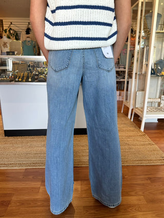 Cello Wide Leg High Rise Jeans- Light Wash