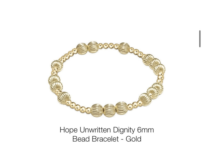 Enewton Extends- Hope Unwritten Dignity 6mm Bead Bracelet- Gold