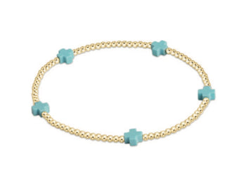 Enewton Signature Cross Small Gold Pattern 2mm Bead Bracelet (Multiple Colors)