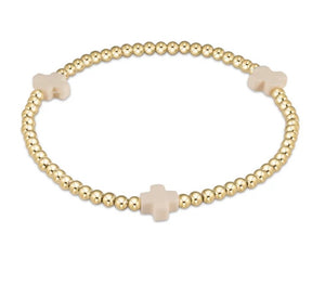 Enewton egirl Signature Cross Gold Pattern 3mm Bead Bracelet- (Multiple Colors)