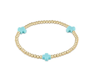 Enewton egirl Signature Cross Gold Pattern 3mm Bead Bracelet- (Multiple Colors)