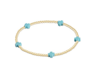 Enewton egirl Signature Cross Small Gold Pattern 2mm Bead Bracelet- (Multiple Colors)