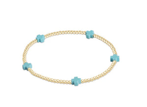 Enewton egirl Signature Cross Small Gold Pattern 2mm Bead Bracelet- (Multiple Colors)