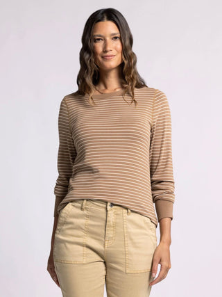 Stacy Top- Toasted Coconut Stripe