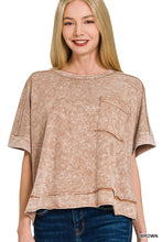 Load image into Gallery viewer, Halo Snow Washed Oversized Crop Tee- Brown