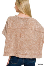 Load image into Gallery viewer, Halo Snow Washed Oversized Crop Tee- Brown