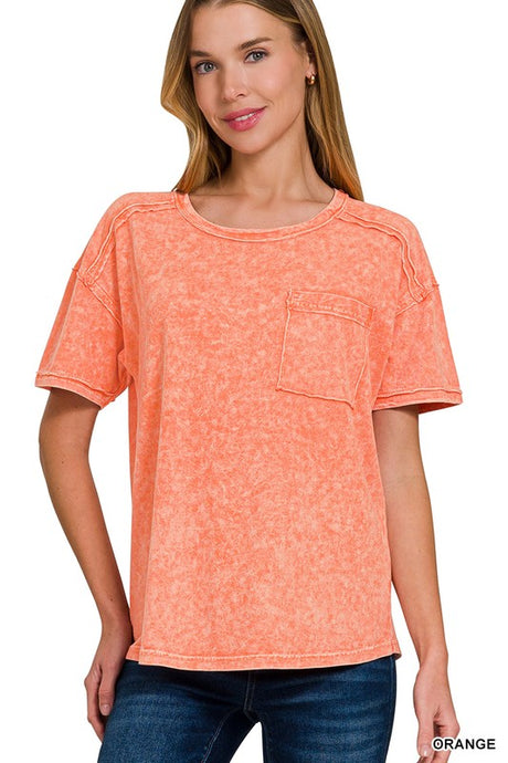 Halo Snow Washed Tee- Orange