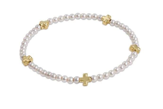 Enewton Signature Cross Small Pearl 3mm Bead Gold