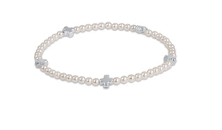 Enewton Signature Cross Small Pearl 3mm Sterling Silver