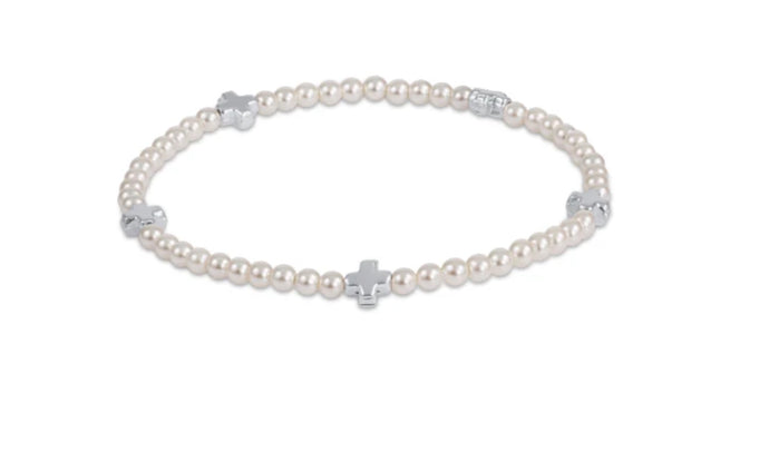 Enewton Signature Cross Small Pearl 3mm Sterling Silver