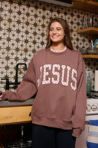 Jesus Heart Appliqué Sweatshirt