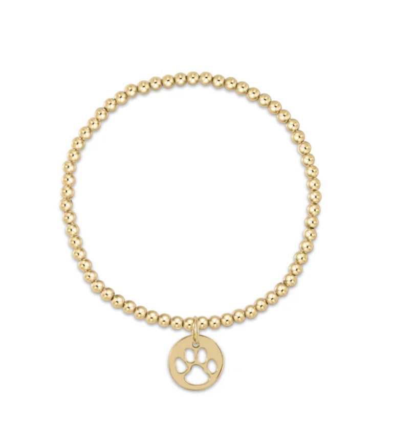 Enewton Extends Classic Gold 3mm Gold Bead Bracelet- Paw Print Gold Disc