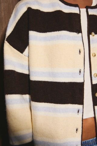 Brown- Multi Stripe Cardigan