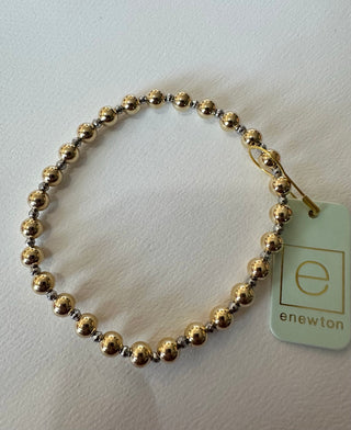 Enewton Silver Faceted Hematite Grateful Pattern 5mm Bead Bracelet