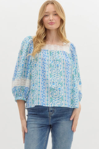 Blue Multi Paisley Top