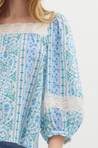 Blue Multi Paisley Top