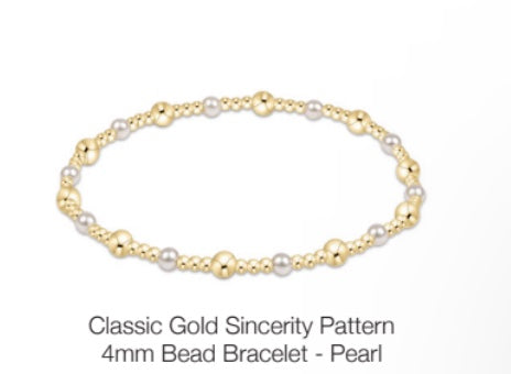 Enewton Classic Gold Sincerity Pattern 4mm Bead Bracelet- Pearl