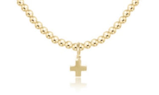 Enewton 17” Choker Classic Gold 3mm Bead- Signature Cross Gold Charm