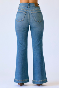 Judy Blue High Waisted Petite Tummy Control Double Button Flare