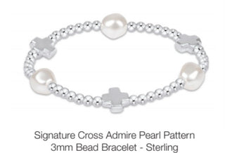 Enewton Signature Cross Admire Pearl Pattern 3mm Bead Bracelet Sterling