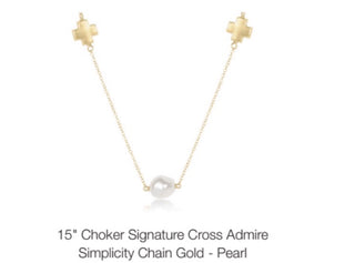 Enewton 15” Choker Signature Cross Admire Simplicity Chain Gold- Pearl