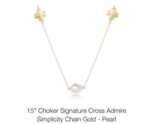Enewton 15” Choker Signature Cross Admire Simplicity Chain Gold- Pearl
