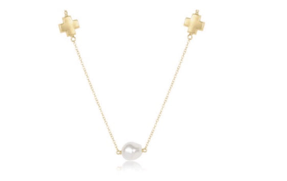 Enewton 17” Choker Signature Cross Admire Simplicity Chain Gold- Pearl