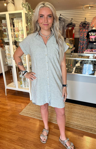 Judson Dress- Olive Stripe