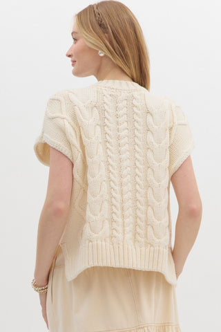 Knit Sweater with Blue Ribbon Detail