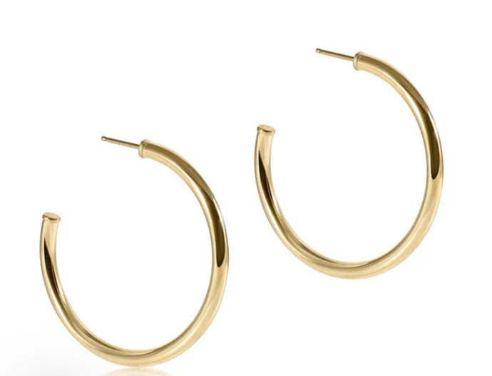 Enewton Round Gold 1.5” Post Earrings- 3mm Smooth
