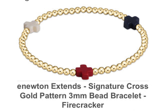 Enewton Extends- Signature Cross Gold Pattern 3mm Bead Bracelet- Firecracker