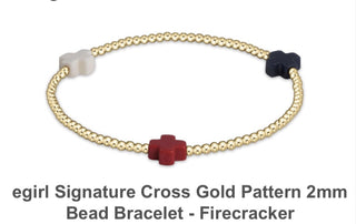 Enewton egirl Signature Cross Gold Pattern 2mm Bead Bracelet- Firecracker