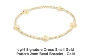 Enewton Egirl Signature Cross Small Gold Pattern 2mm Bead Bracelet- Gold