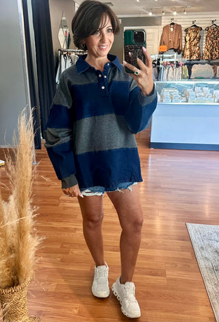 Dark Denim Rugby Sweatshirt