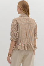 Load image into Gallery viewer, Stripe Peplum Top- Brown