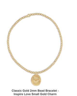 Enewton Classic Gold 2mm Bead Bracelet- Inspire Love Small Gold Charm