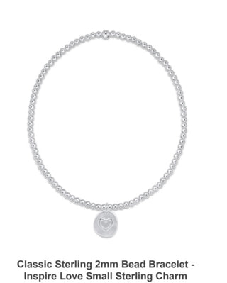 Enewton Classic Sterling 2mm Bead Bracelet- Inspire Love Small Sterling Charm