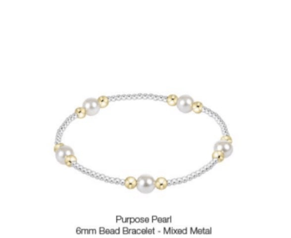 Enewton Purpose Pearl 6mm Bead Bracelet- Mixed Metal