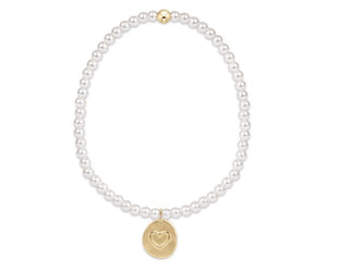 Enewton Extends Classic Pearl 3mm Bead Bracelet- Inspire Love Small Gold Charm