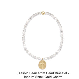 Enewton Classic Pearl 3mm Bead Bracelet- Inspire Small Gold Charm