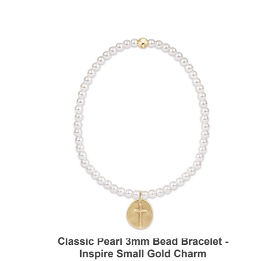 Enewton Classic Pearl 3mm Bead Bracelet- Inspire Small Gold Charm