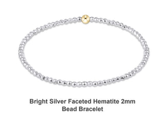 Enewton Bright Silver Faceted Hematite 2mm Bead Bracelet