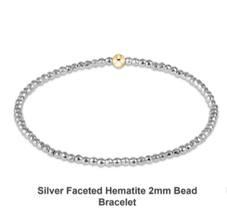 Enewton Silver Faceted Hematite 2mm Bead Bracelet