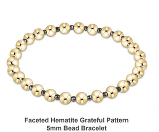 Enewton Faceted Hematite Grateful Pattern 5mm Bead Bracelet