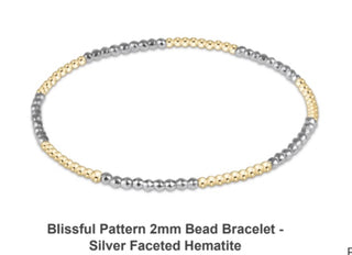 Enewton Blissful Pattern 2mm Bead Bracelet- Silver Faceted Hematite