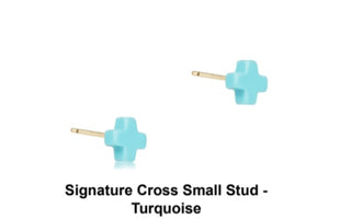 Enewton Signature Cross Small Stud- Turquoise